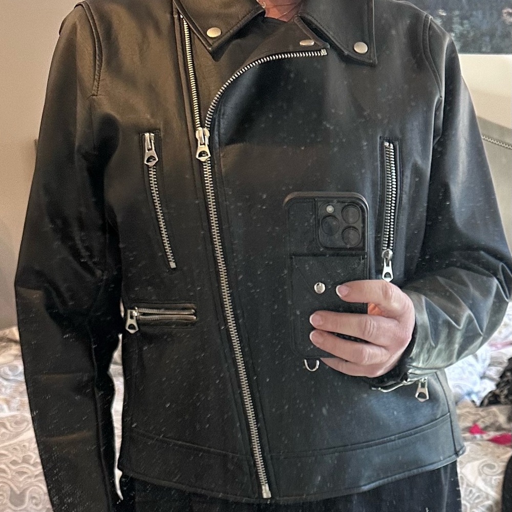 Black PLeather Biker Jacket - Picture 3 of 10